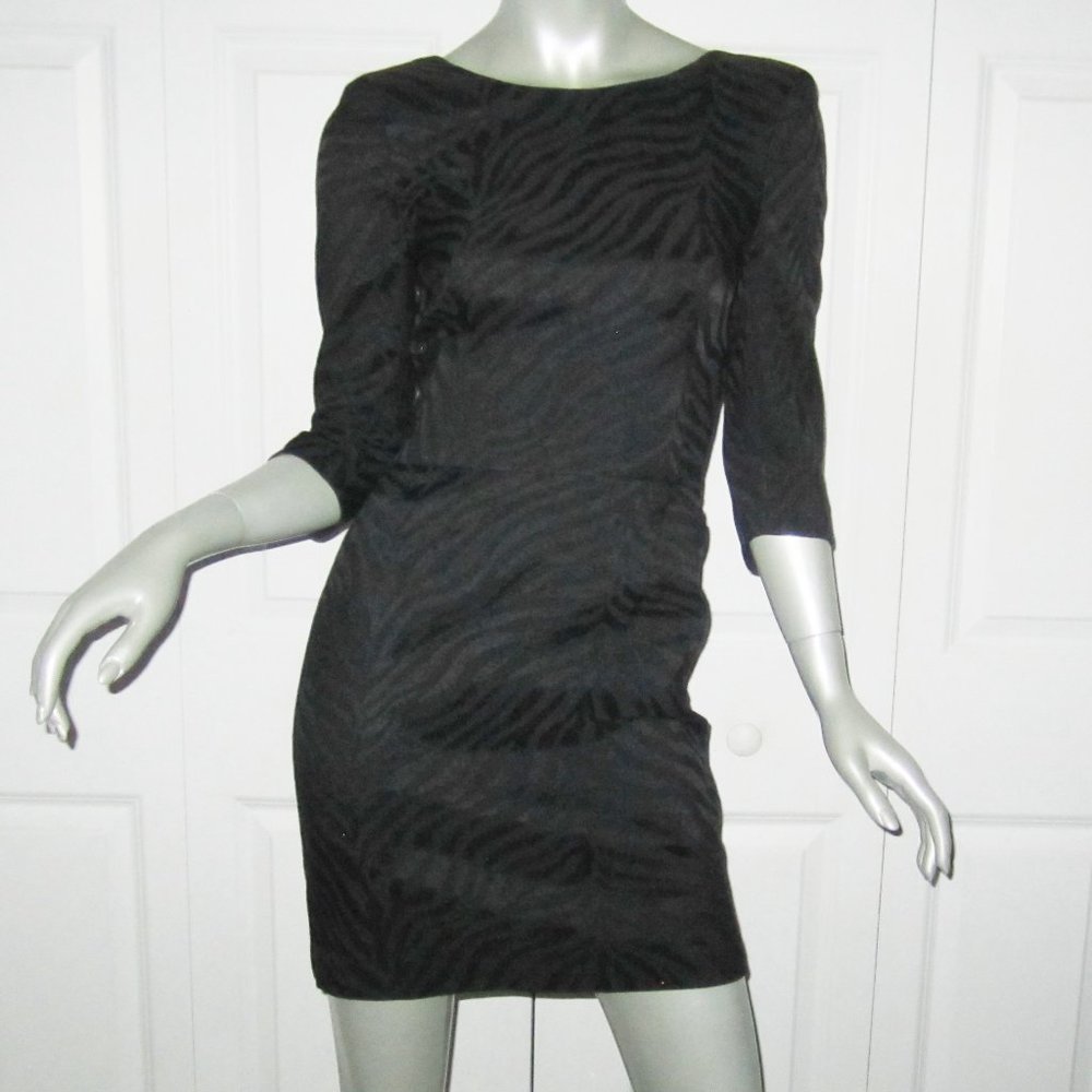 THE KOOPLES Black Zebra Print Low Back Mini Dress